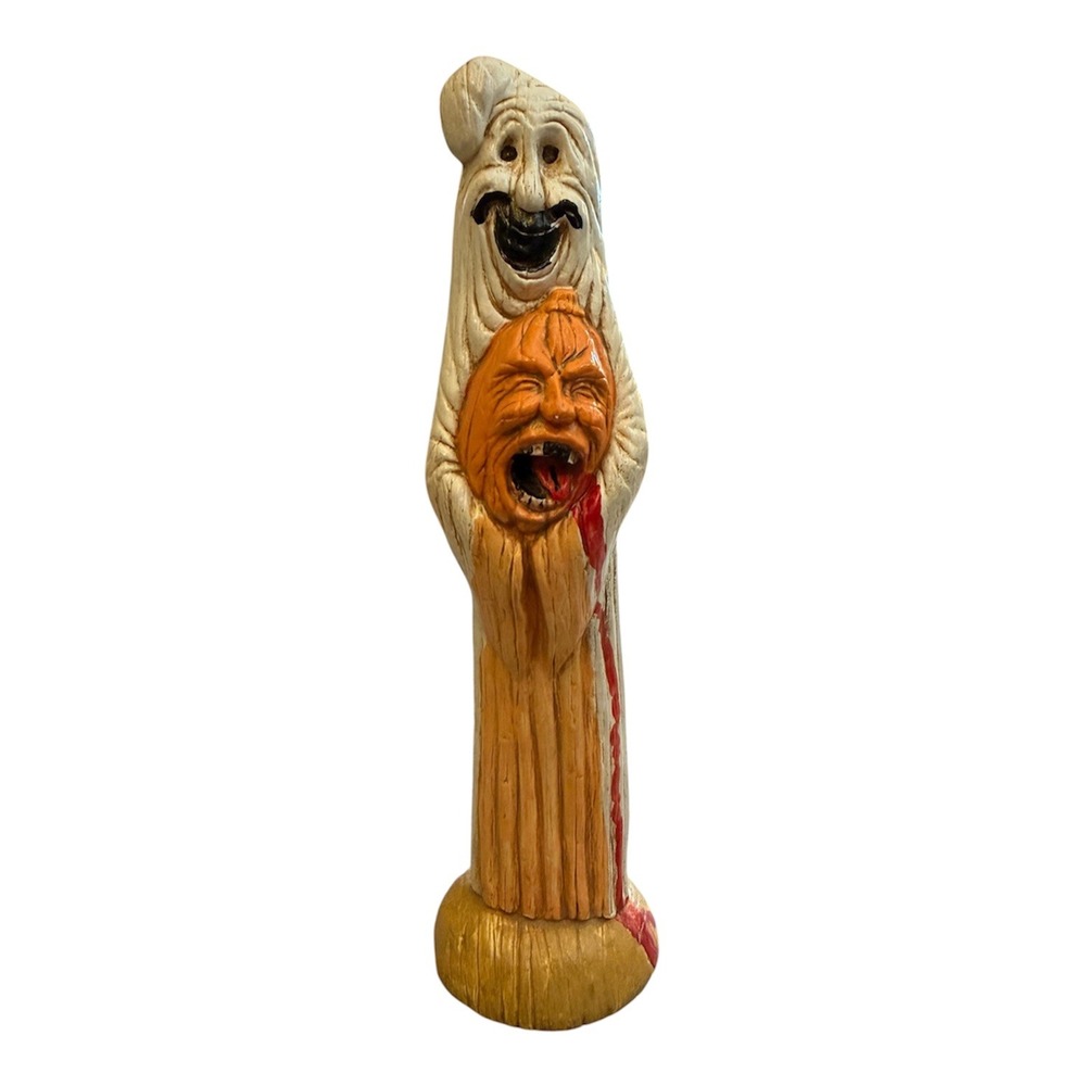 Vintage‎ Collectible Ghost Holding Screaming Pumpkin Halloween Horror Figurine